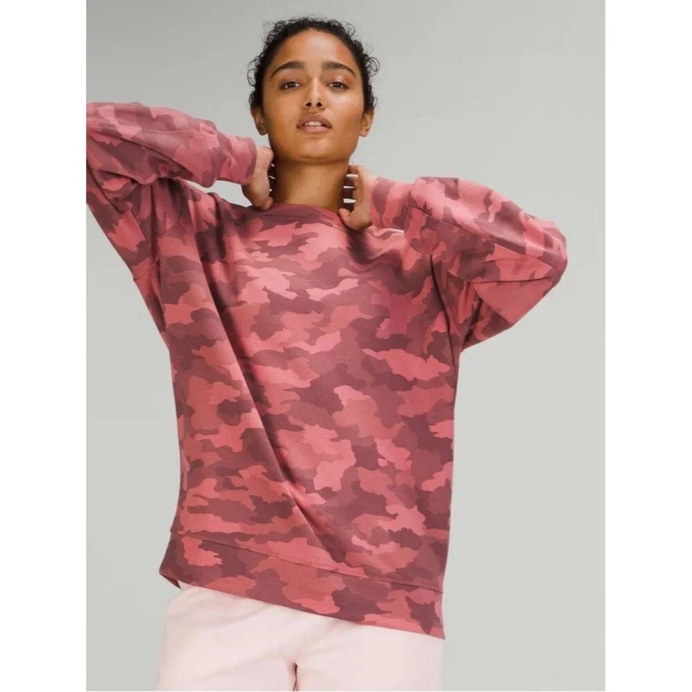 Lululemon Perfectly Oversized Crew Heritage 365 Camo Brier Rose Multi Size 14